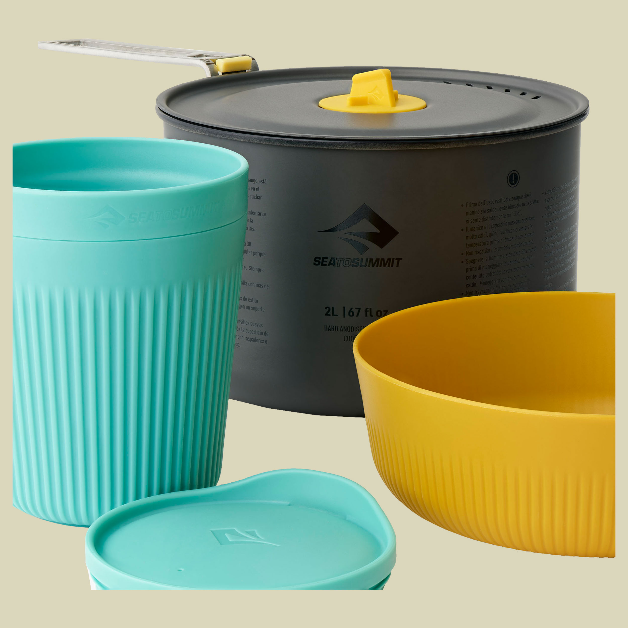 Frontier UL One Pot Cook Set - [1P] [3 Piece] 1 Person - 2L Pot w/ M Bowl and Ins Mug